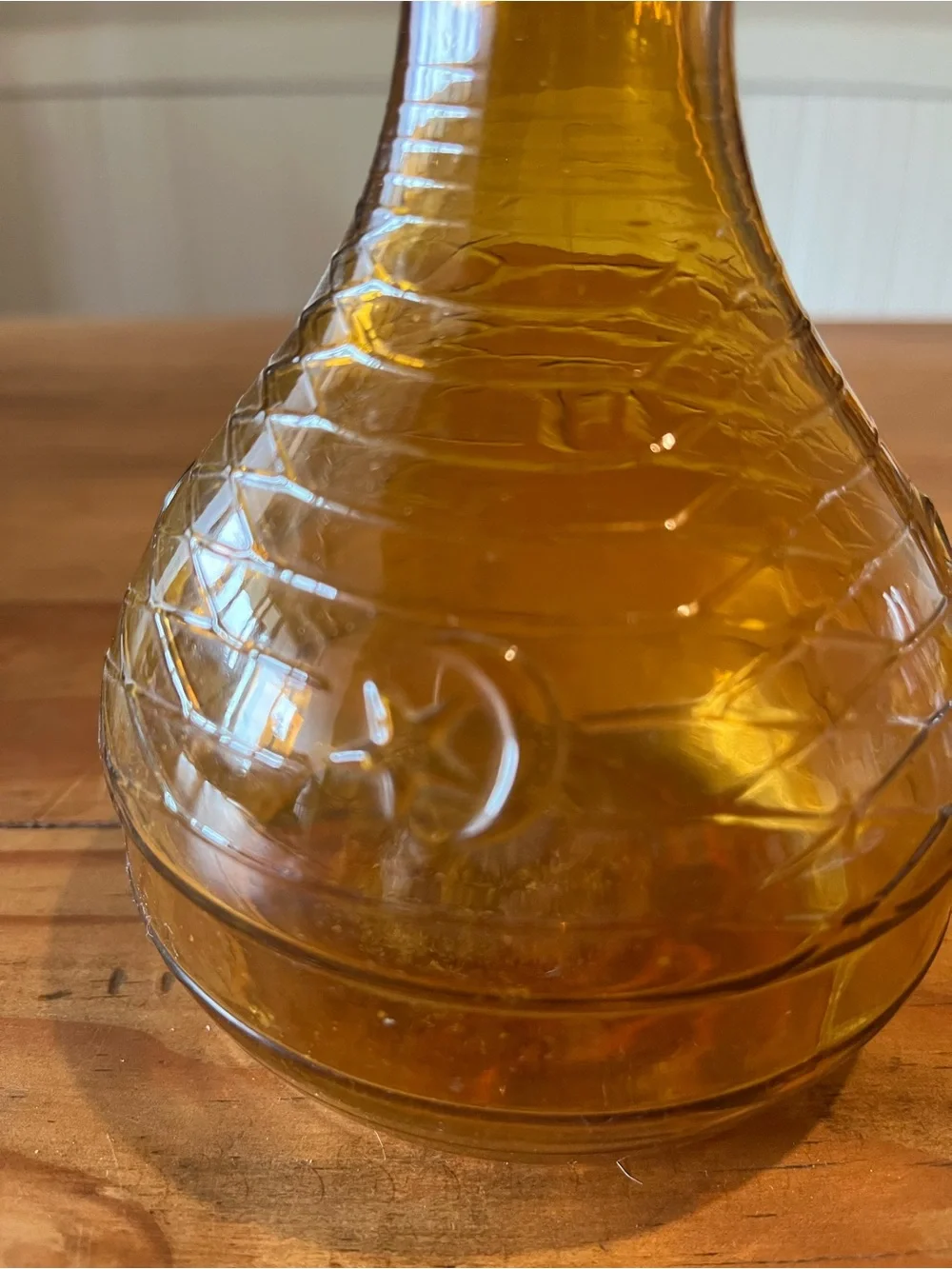 Vintage Owens Illinois Glass Bagdad Moon and Star Amber Glass Bottle